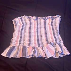 Multi Colored Cropped Ribbed Tube Top